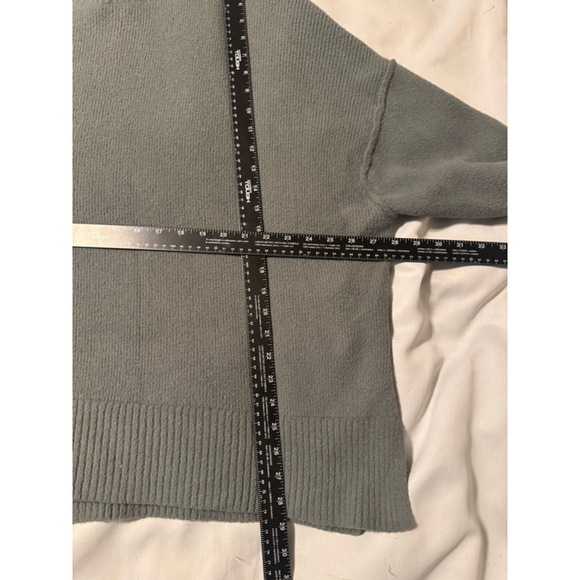 Aerie Chunky Ribbed Turtleneck Sweater Grey Green Oversized Cozy Knit Size M - Picture 6 of 6